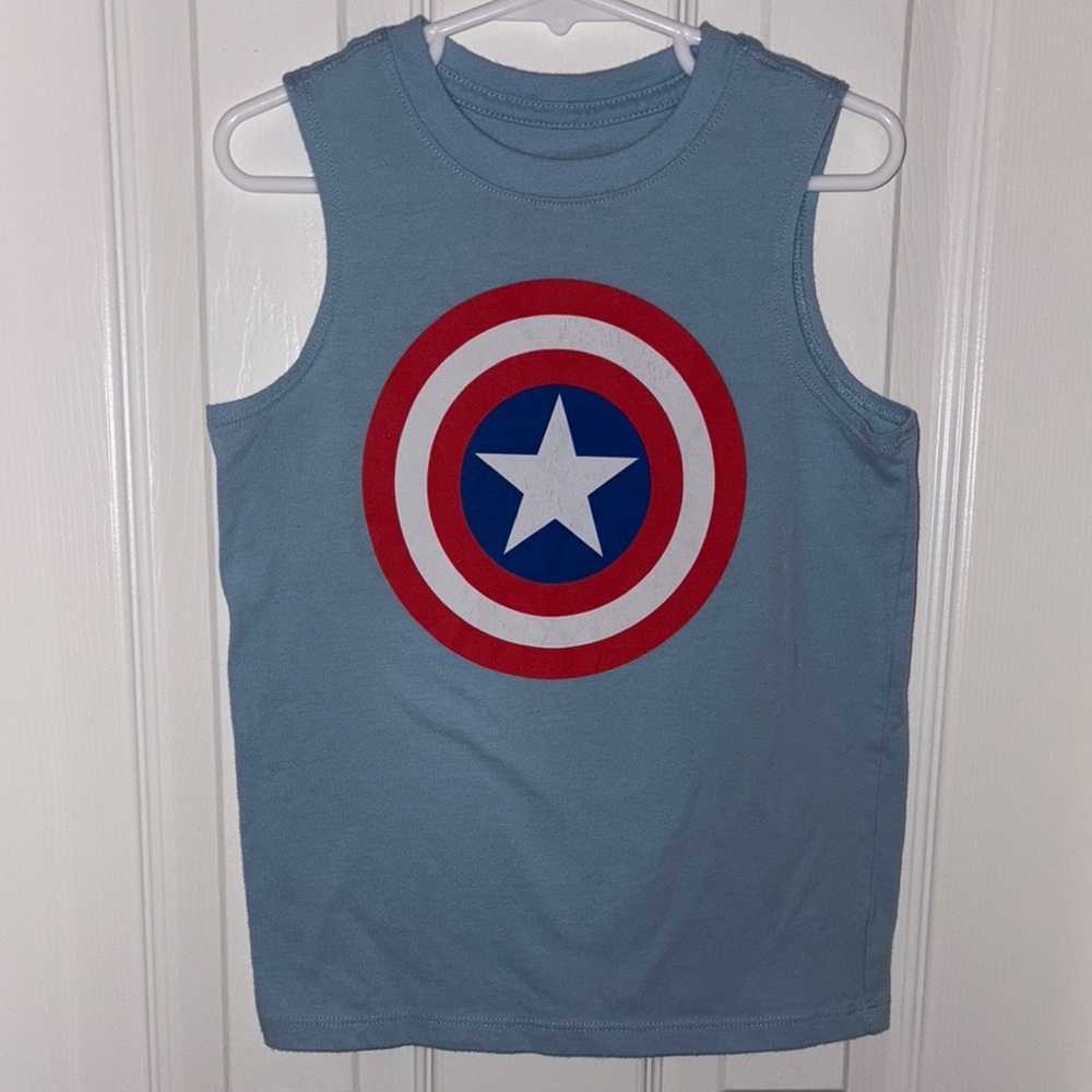 Marvel Blue Captain America Kids Tank Top